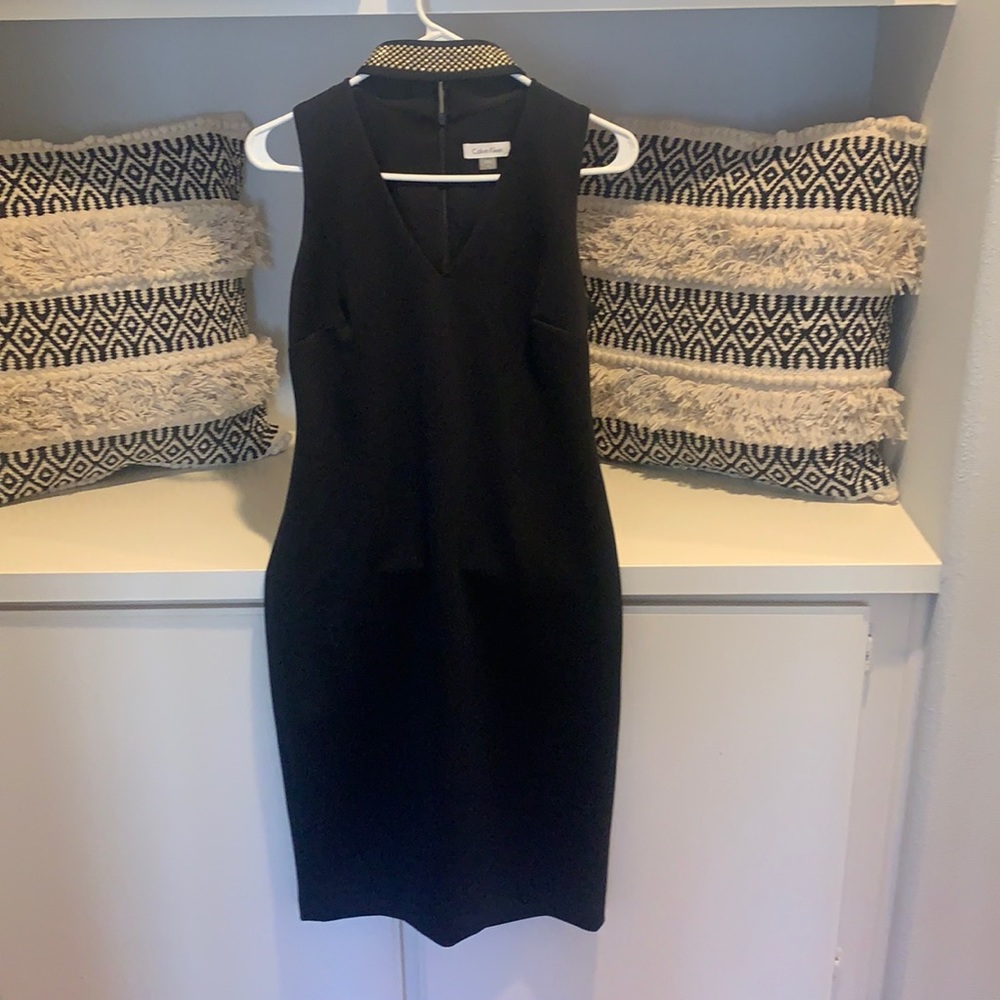 Calvin Klein Black Dress with Gold Accents